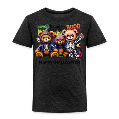 Skeleton Teddies Halloween Tee - charcoal grey