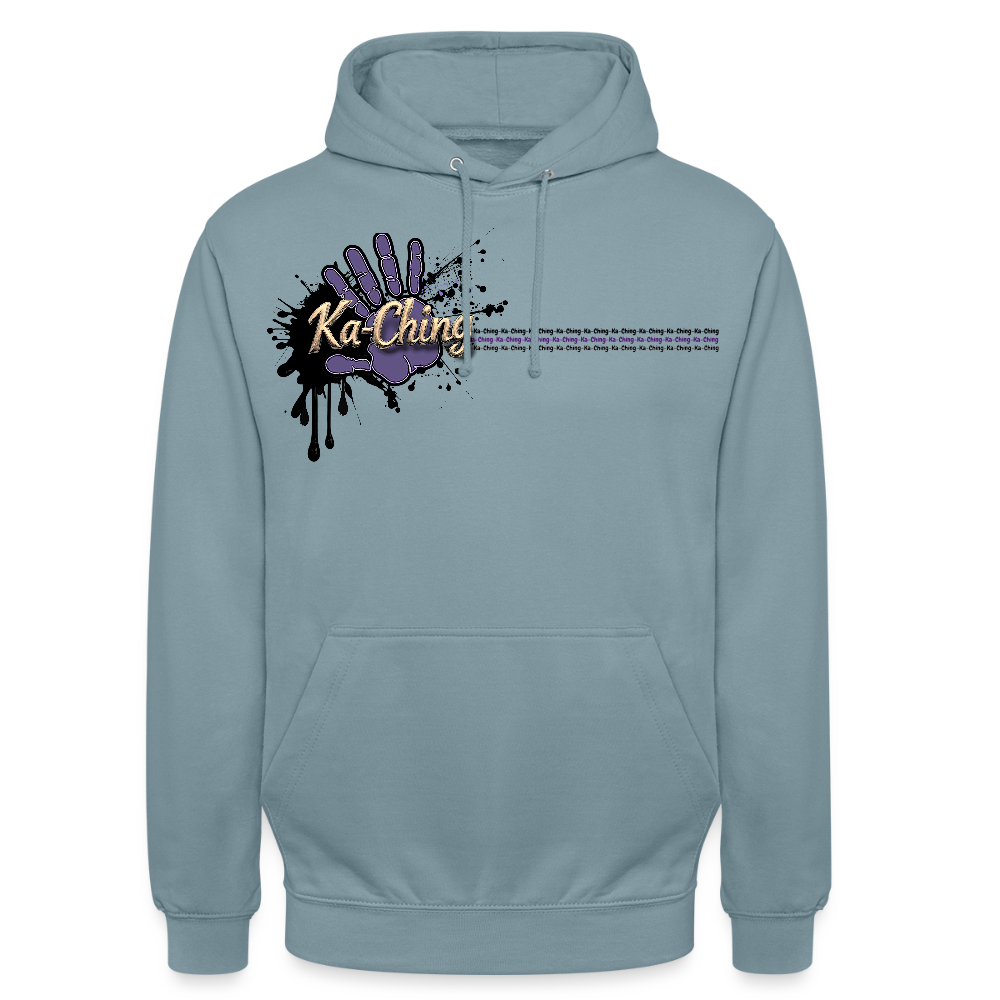 Unisex Hoodie Ching gold purple logo - stonewash blue