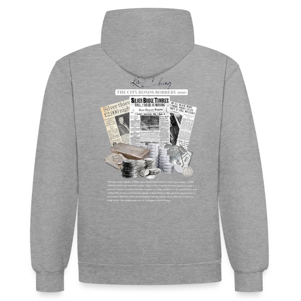 Silver Range City Bonds Robɓery 1990 Hoodie limited edition - heather grey/navy
