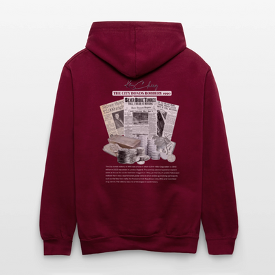 Silver Range City Bonds Robɓery 1990 Hoodie limited edition - burgundy/charcoal