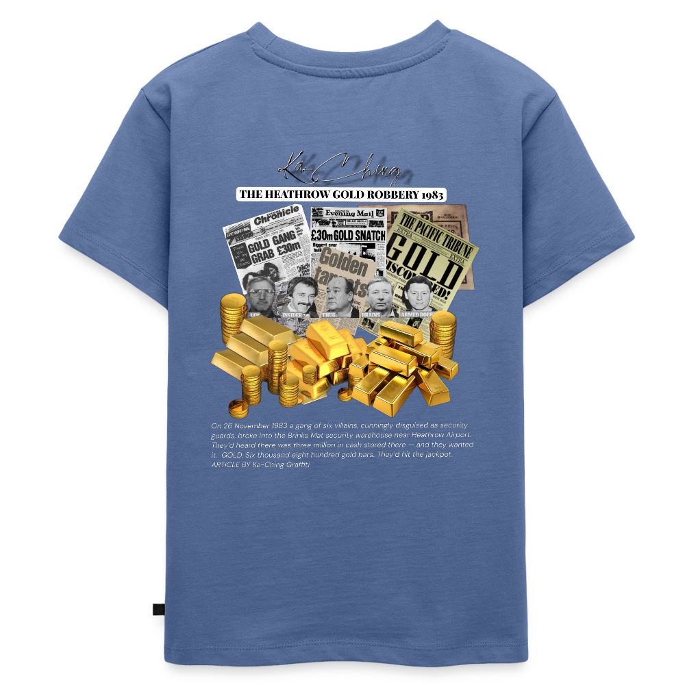 Gold Range Heathrow Robɓery Tee limited edition - stone blue