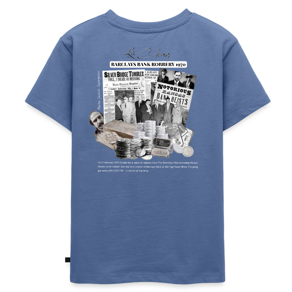 Silver Range Barclays bank Robɓery 1970 Tee limited edition - stone blue