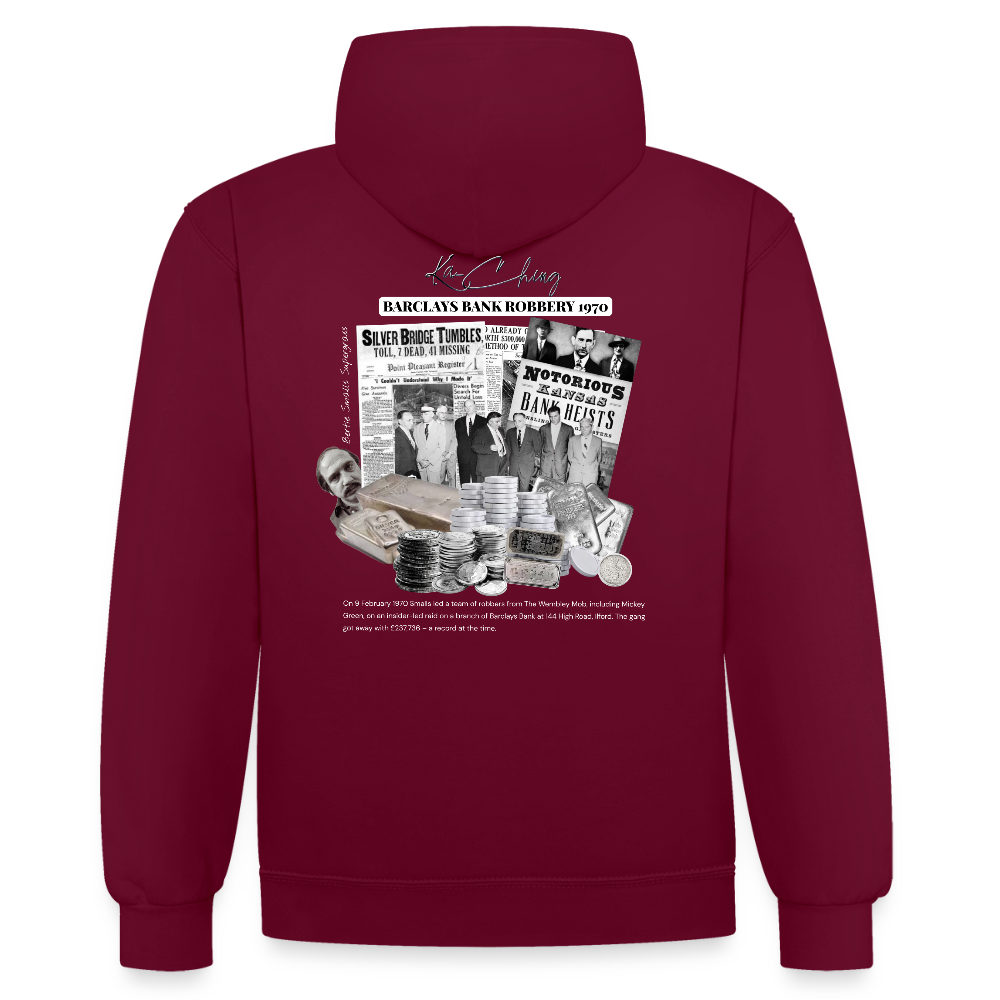 Silver Range Barclays bank Robɓery 1970 Hoodie limited edition - burgundy/charcoal