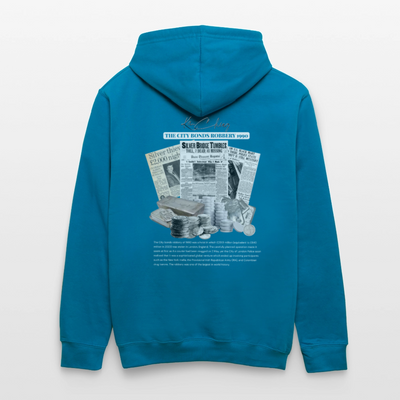 Silver Range City Bonds Robɓery 1990 Hoodie limited edition - peacock blue/heather grey