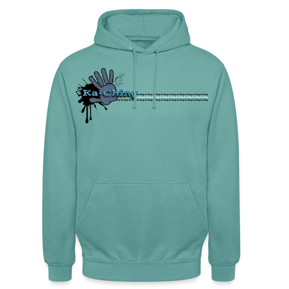 Ka-Ching Unisex Hoodie Ching Blue logo - pastel turquoise