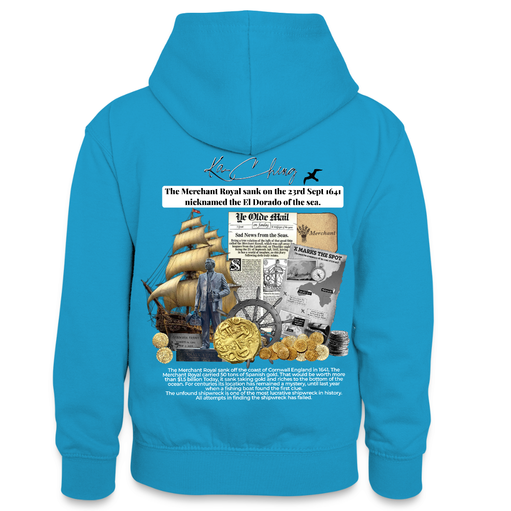 Goldan silver Range The Merchant Royal Hoodie limited edition - peacock blue/heather grey