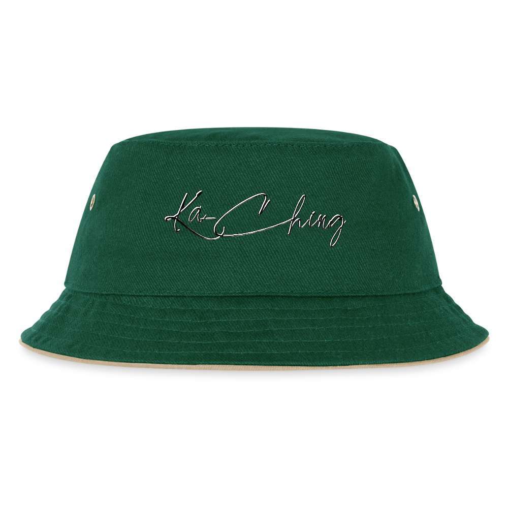 Limited Edition Diamond  Bucket hat. - dark green/beige