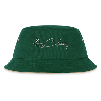 Limited Edition Diamond  Bucket hat. - dark green/beige