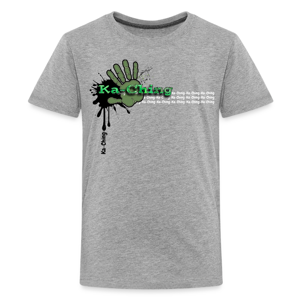 Ka-Ching T-Shirt Ching Green Logo - heather grey