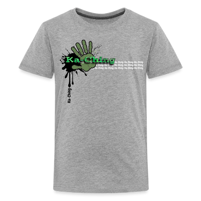 Ka-Ching T-Shirt Ching Green Logo - heather grey