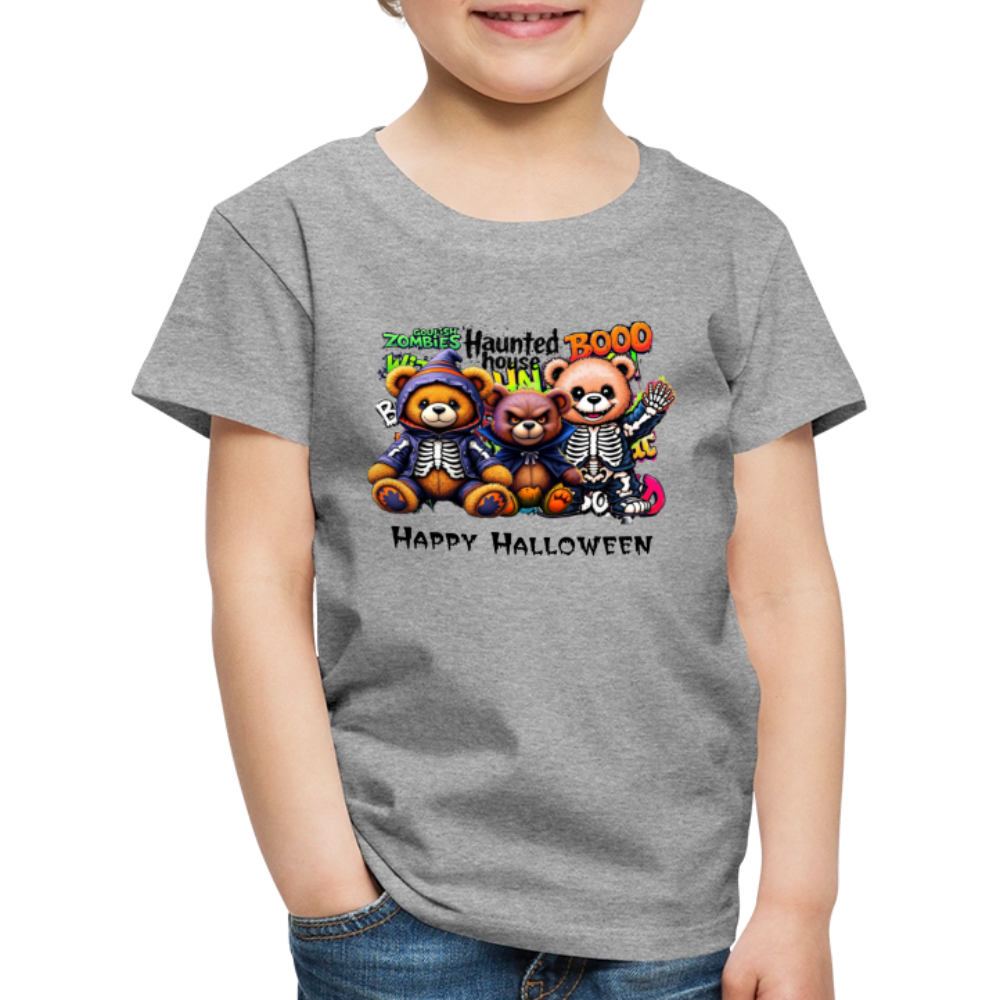 Skeleton Teddies Halloween Tee - heather grey