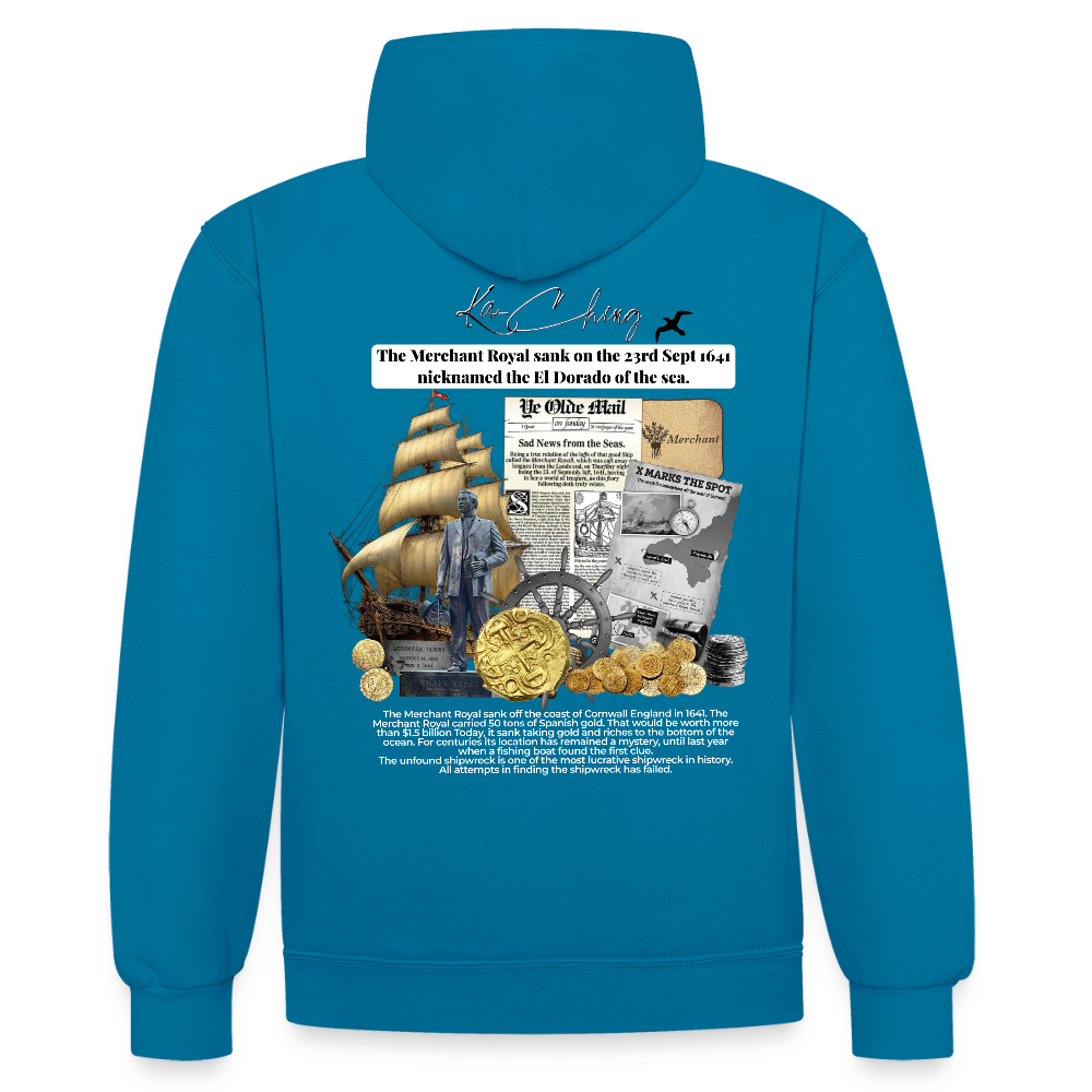 Golden silver Range The Merchant Royal Hoodie limited edition - peacock blue/heather grey
