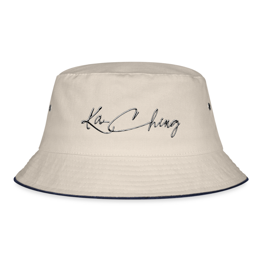 Limited Edition Diamond  Bucket hat. - ecru/navy