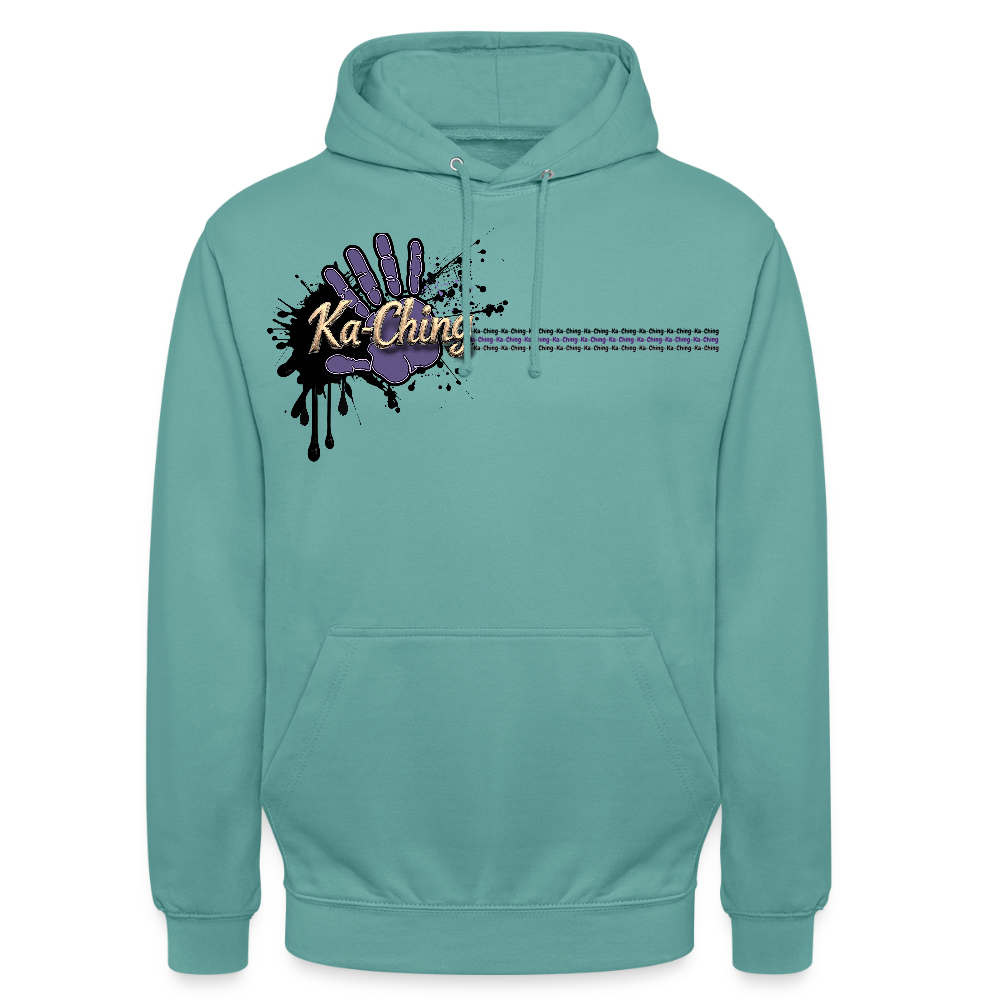 Unisex Hoodie Ching gold purple logo - pastel turquoise
