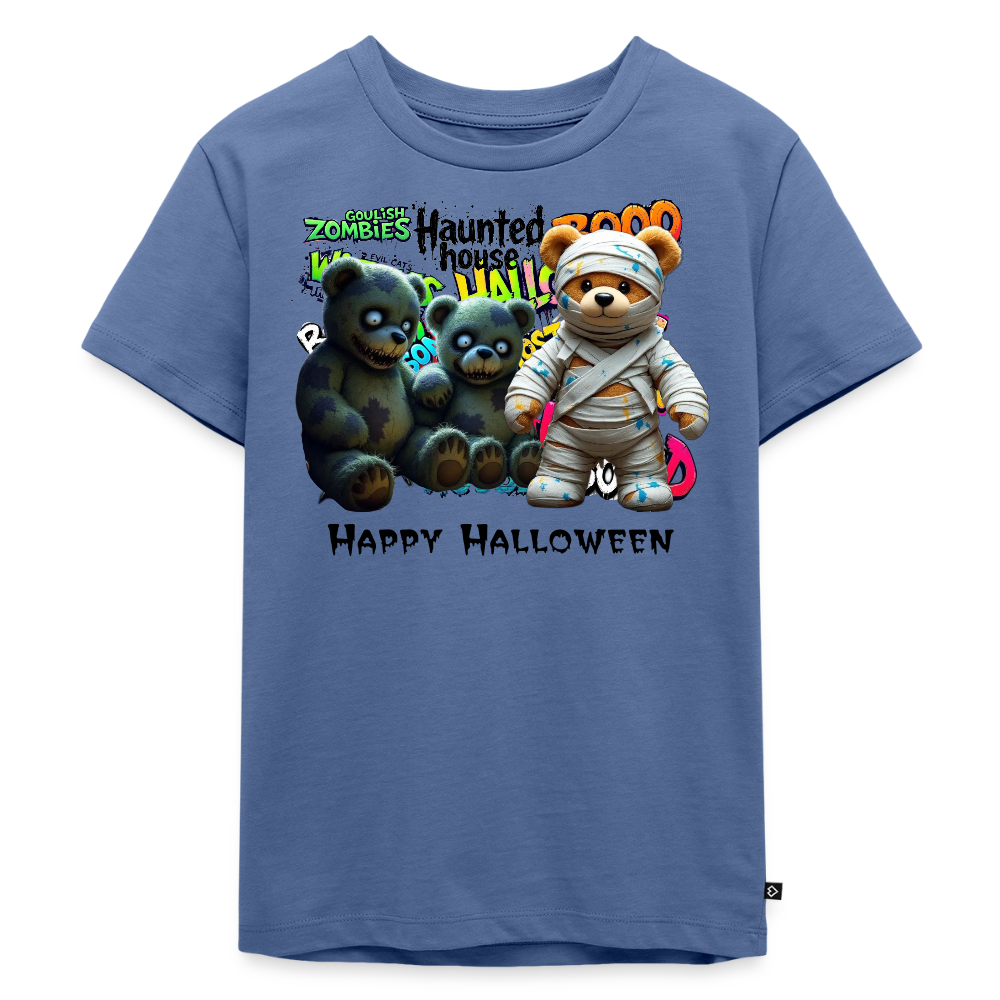 Teddies zombie mummy Halloween Tee - stone blue