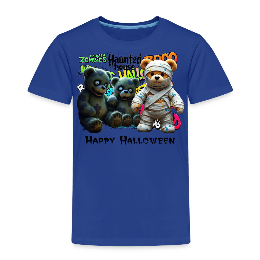 Teddies zombie mummy Halloween Tee - royal blue