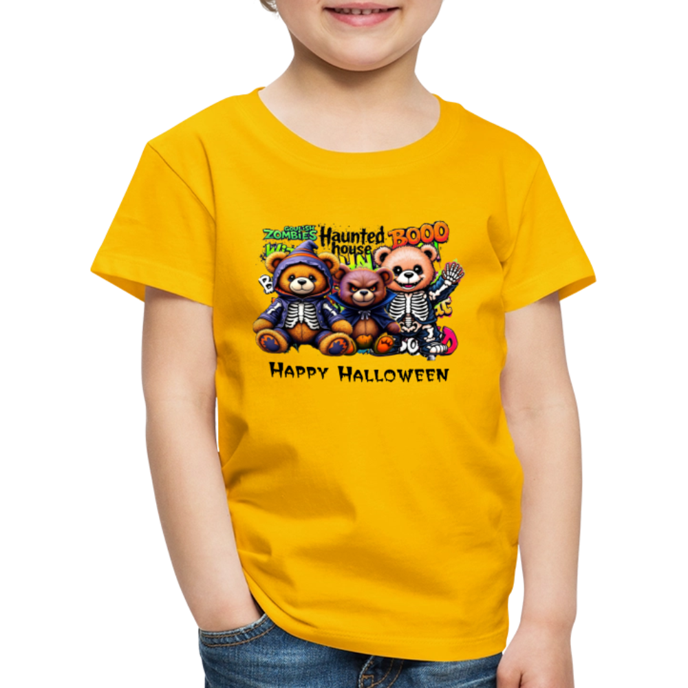 Skeleton Teddies Halloween Tee - sun yellow