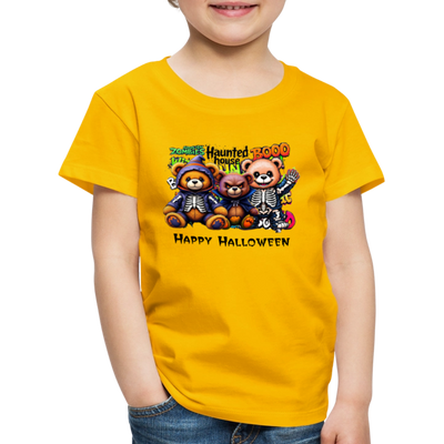 Skeleton Teddies Halloween Tee - sun yellow