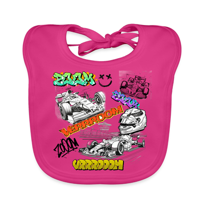 Babies Bib Motorsports Graffiti Race day - fuchsia