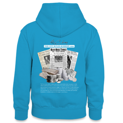 Silver Range City Bonds Robɓery 1990 Hoodie limited edition - peacock blue/heather grey