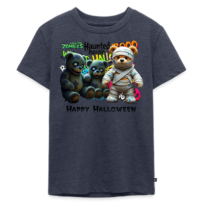 Teddies zombie mummy Halloween Tee - heather denim