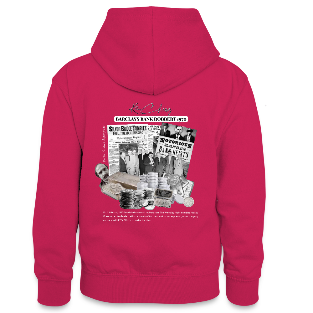 Silver Range Barclays bank Robɓery 1970 Hoodie limited edition - pink/navy
