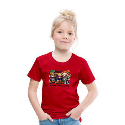 Skeleton Teddies Halloween Tee - red