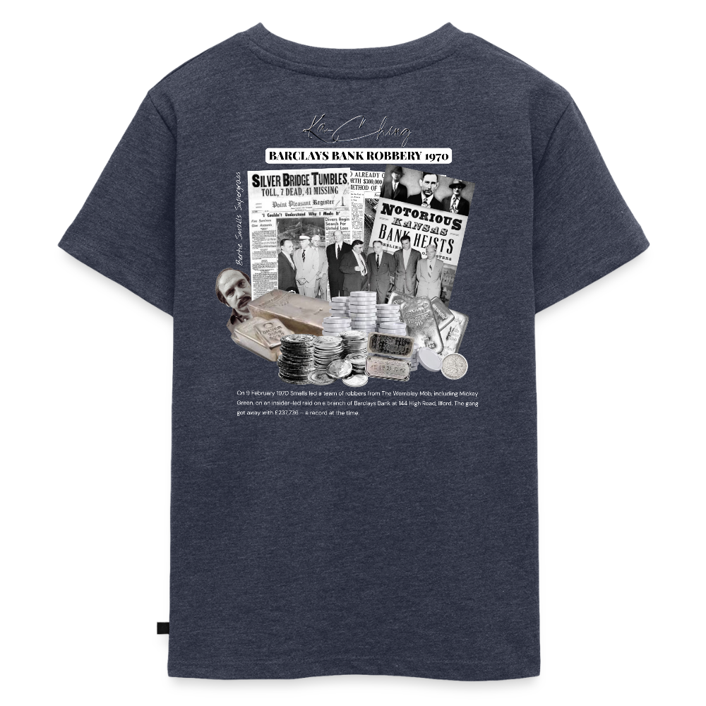 Silver Range Barclays bank Robɓery 1970 Tee limited edition - heather denim
