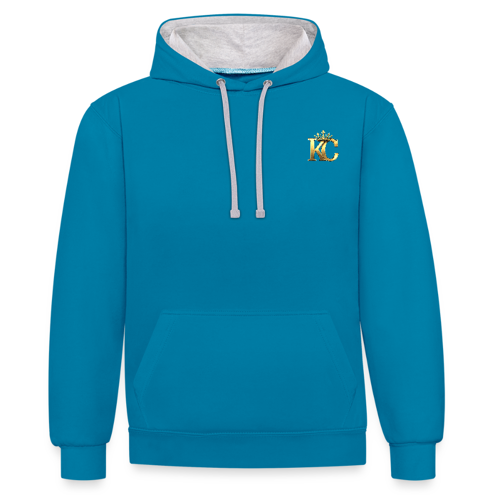 Gold Range Heathrow Robɓery Hoodie limited edition - peacock blue/heather grey