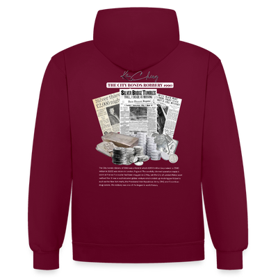 Silver Range City Bonds Robɓery 1990 Hoodie limited edition - burgundy/charcoal