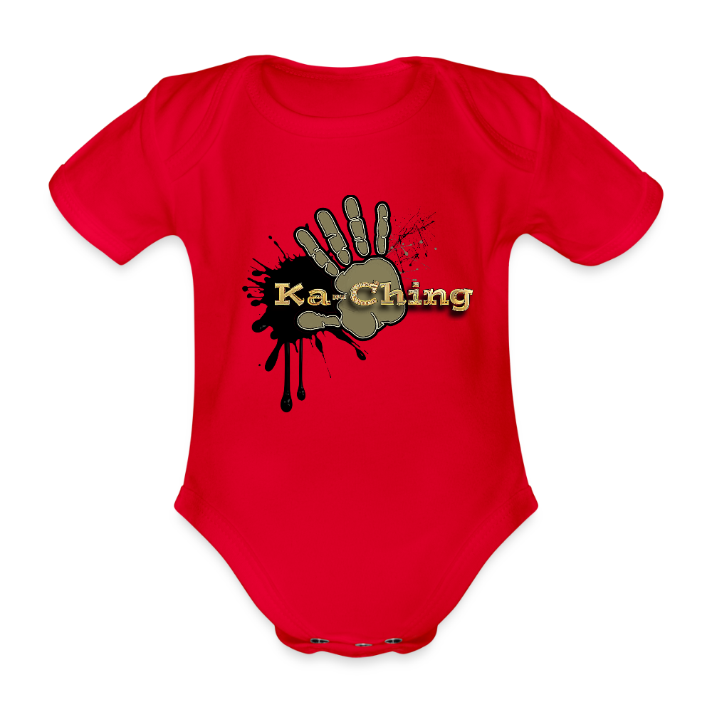 Organic Short-sleeved Baby Bodysuit Gold - red