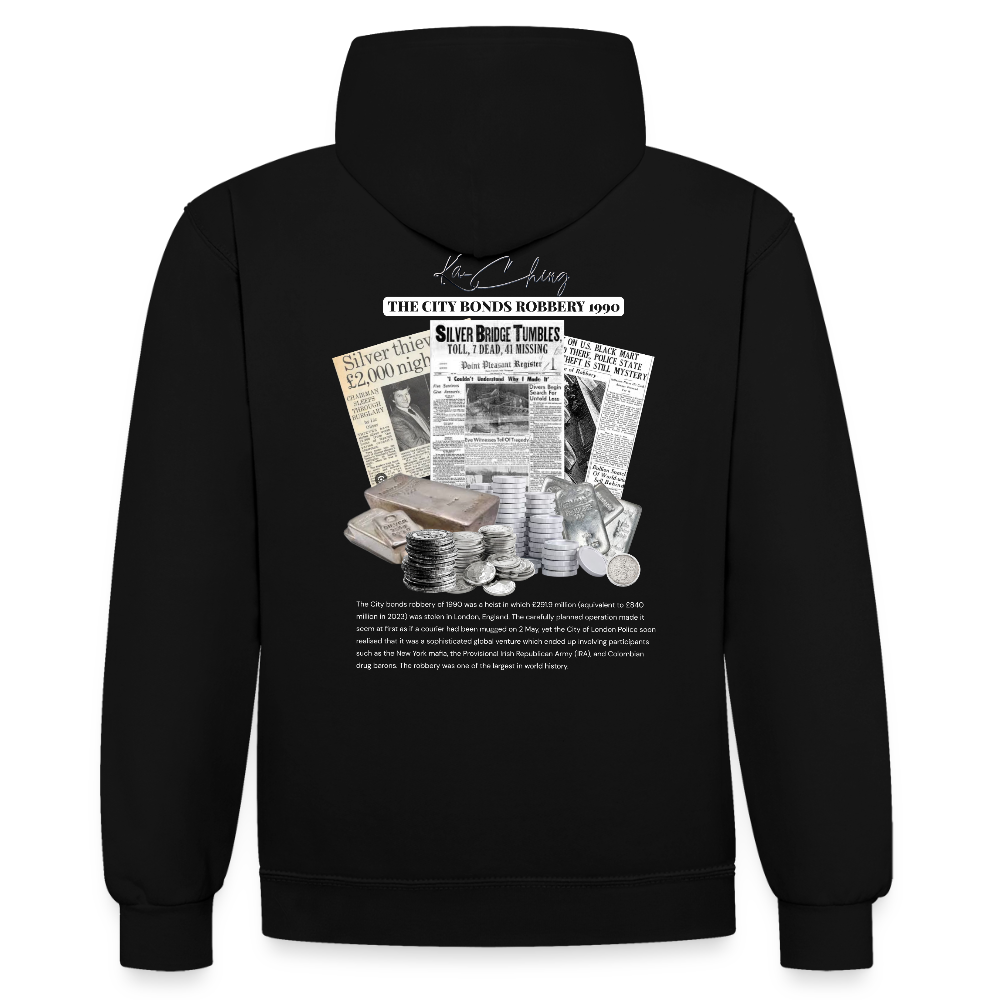 Silver Range City Bonds Robɓery 1990 Hoodie limited edition - black/heather grey