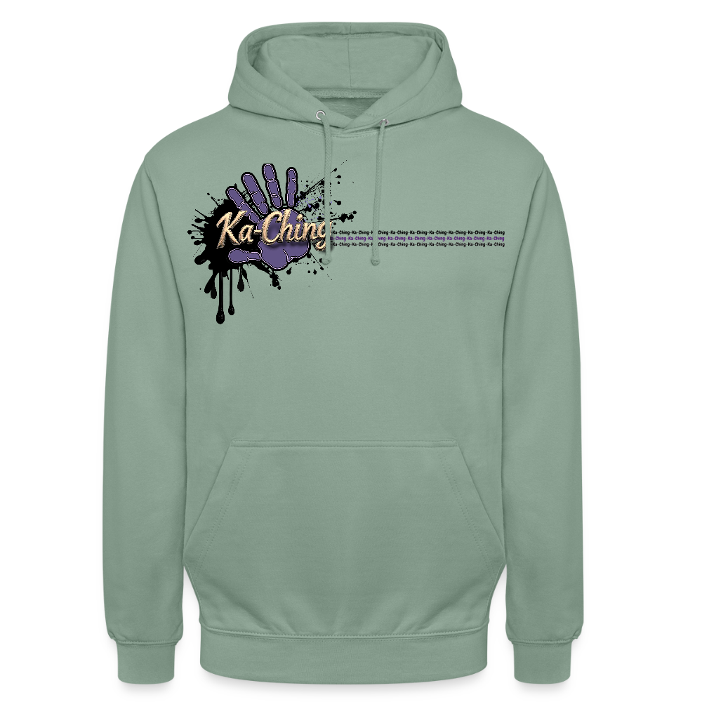 Unisex Hoodie Ching gold purple logo - steel green