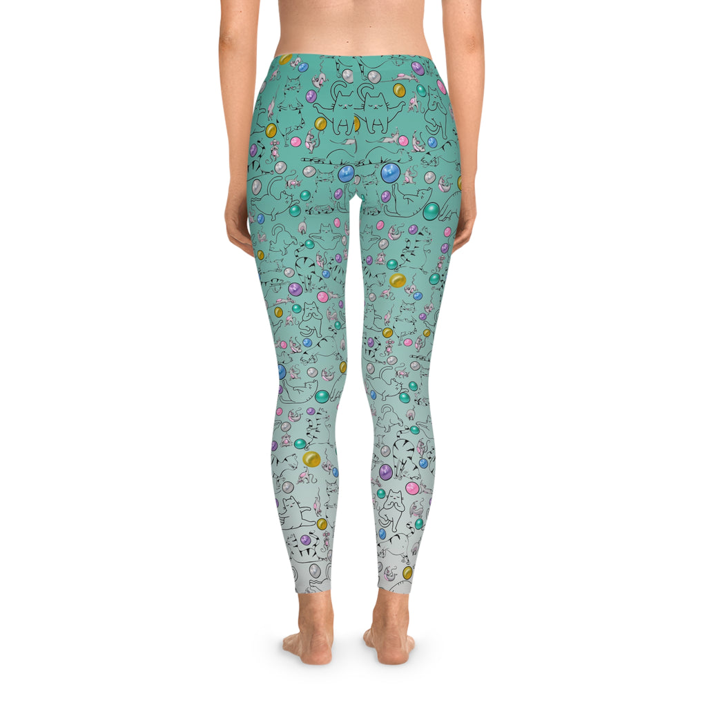 Playful Cat Print Stretchy Pilates/Yoga pants for a Comfortable & Fun exercise session.