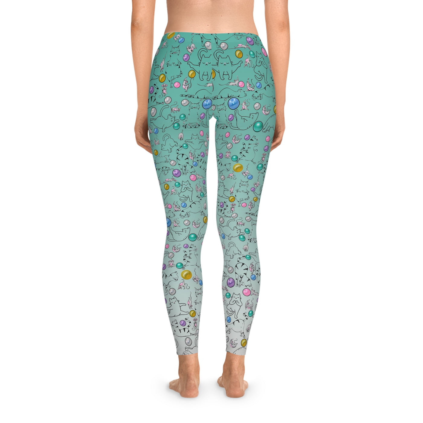 Playful Cat Print Stretchy Pilates/Yoga pants for a Comfortable & Fun exercise session.