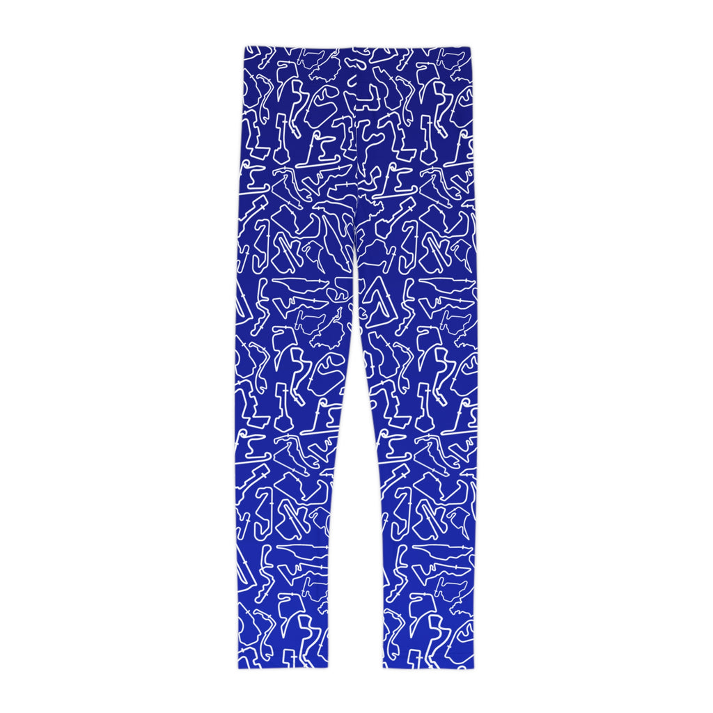 White Blue Track print Blue kids Leggings, Activewear, Fashionable