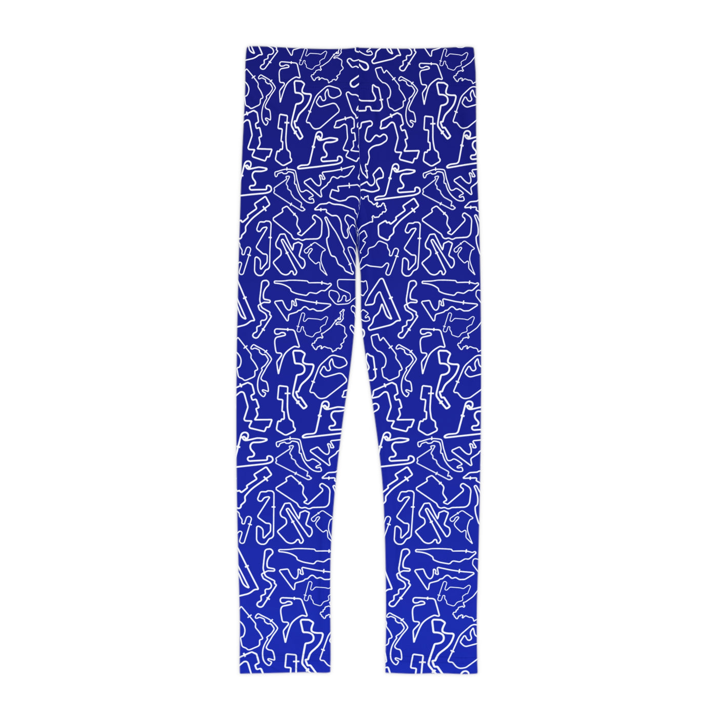 White Blue Track print Blue kids Leggings, Activewear, Fashionable
