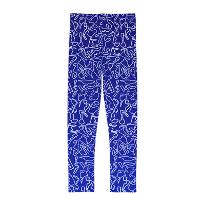 White Blue Track print Blue kids Leggings, Activewear, Fashionable