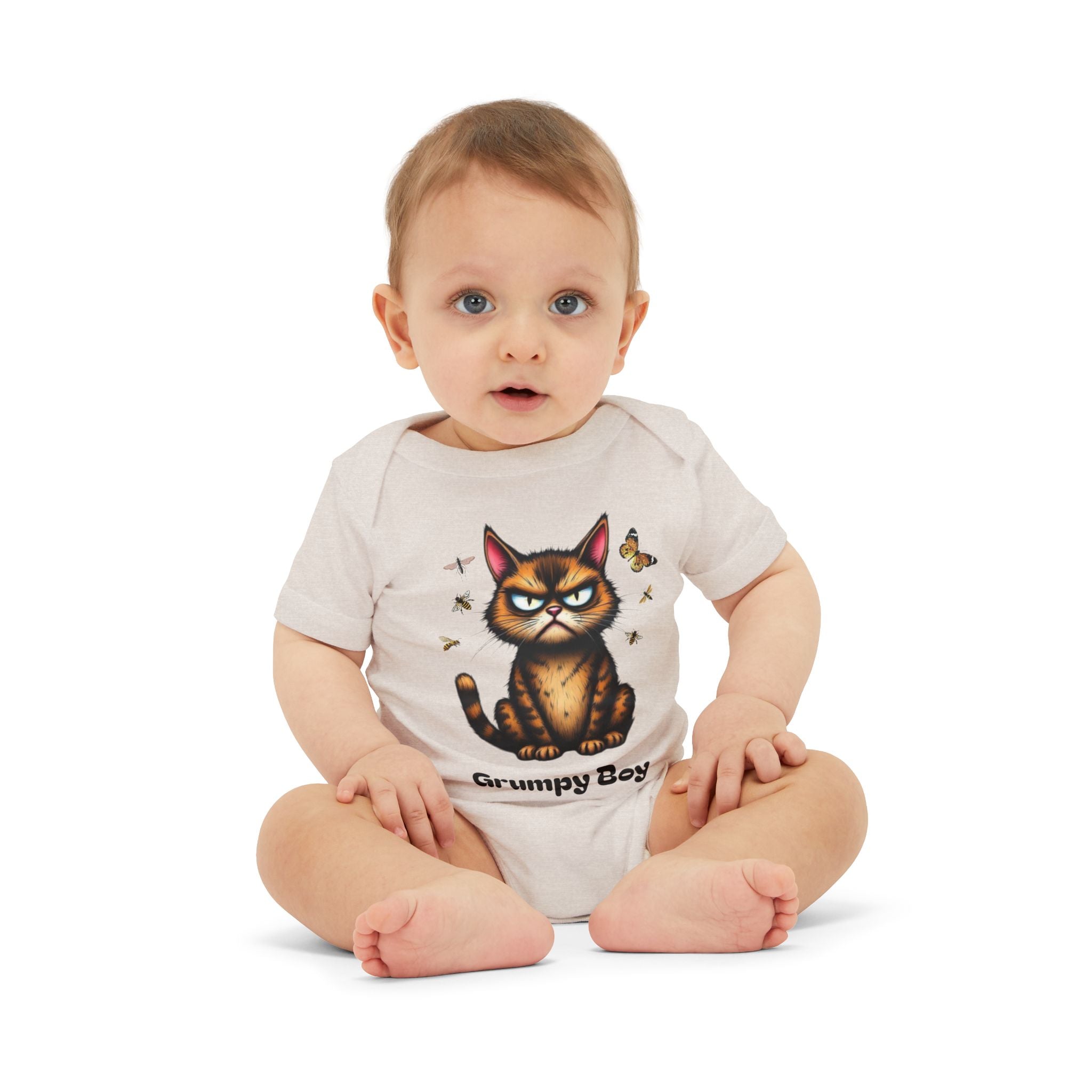 Ka-Ching Grumpy Boy Infant Onesie, Cute Baby Bodysuit.