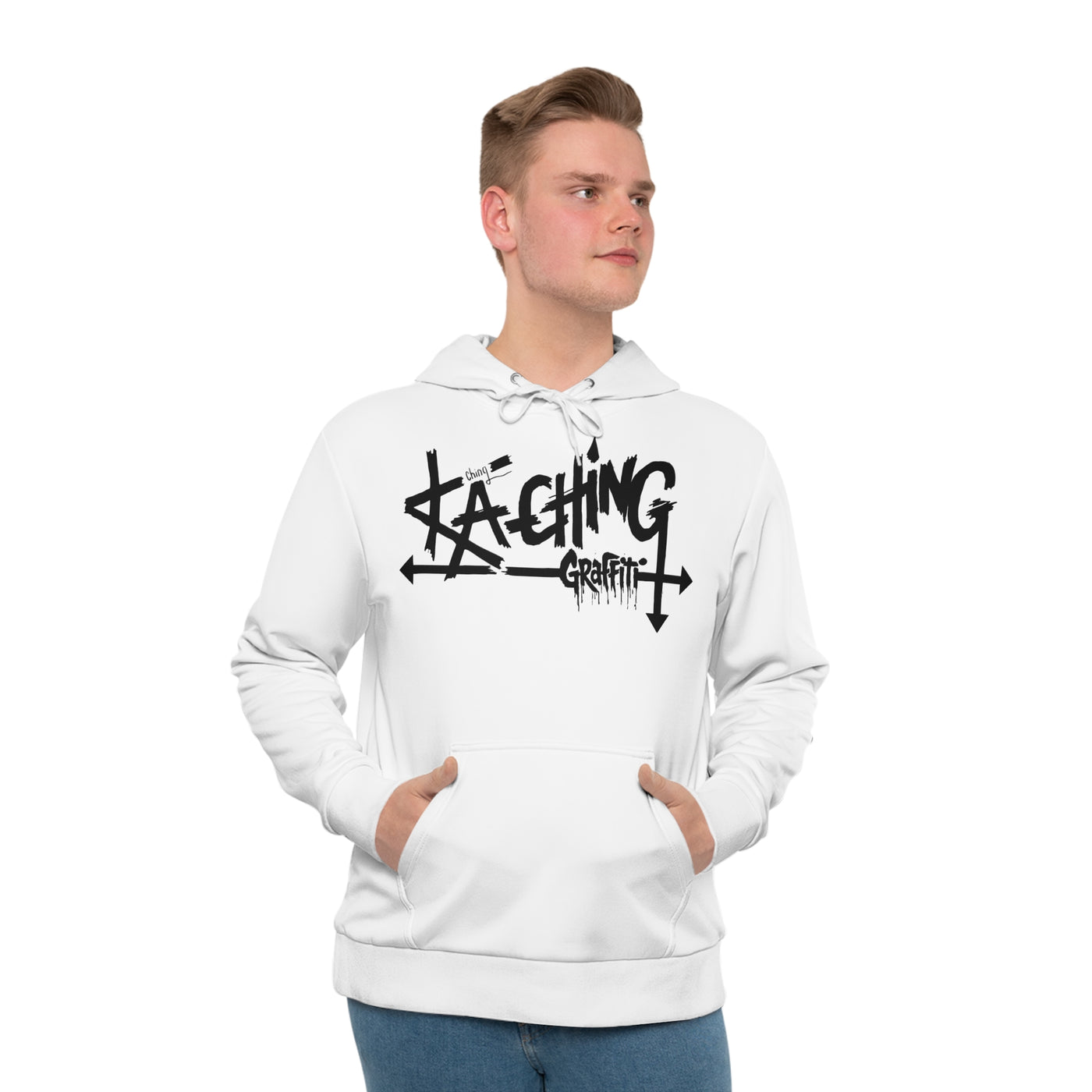 Ka-Ching Graffiti Unisex, Streetwear Sweatshirt, Gift for Artists, Casual Wear, Graphic Hoodie, Stylish White