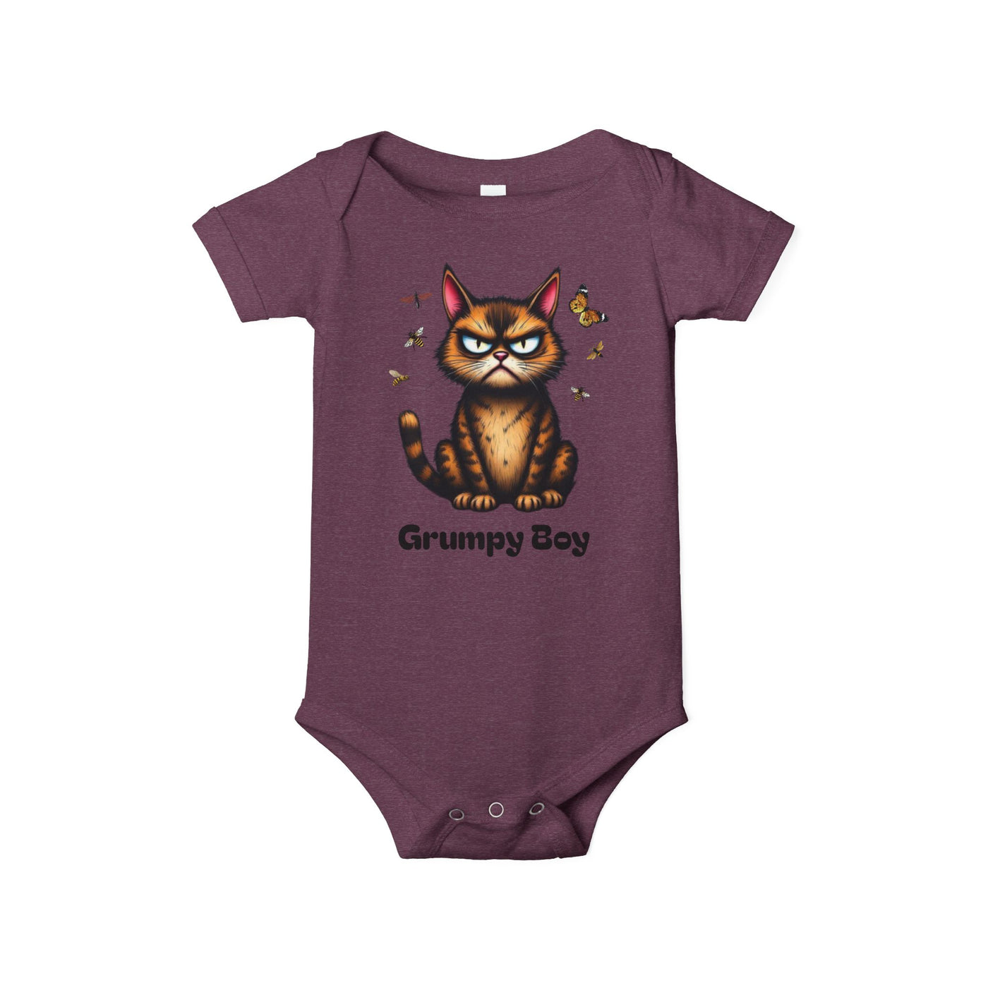Ka-Ching Grumpy Boy Infant Onesie, Cute Baby Bodysuit.