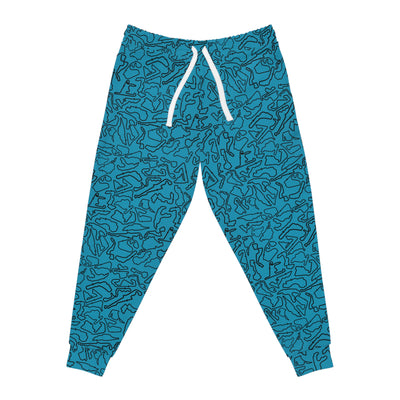 Black Teal Track Camo unisex Joggers, Casual Lounge