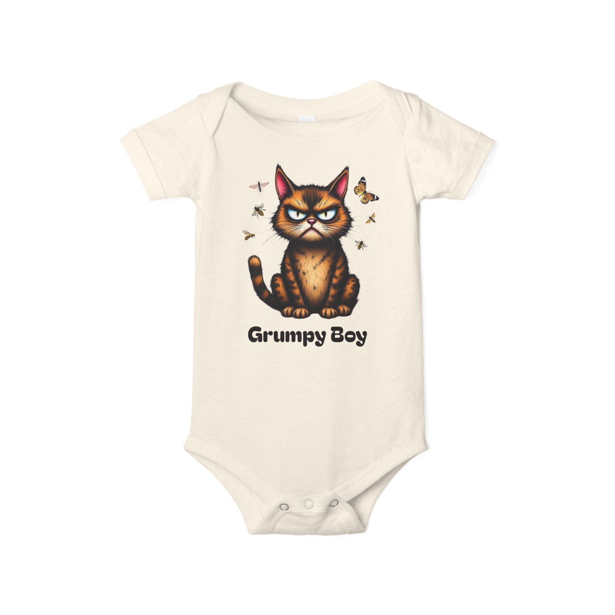 Ka-Ching Grumpy Boy Infant Onesie, Cute Baby Bodysuit.