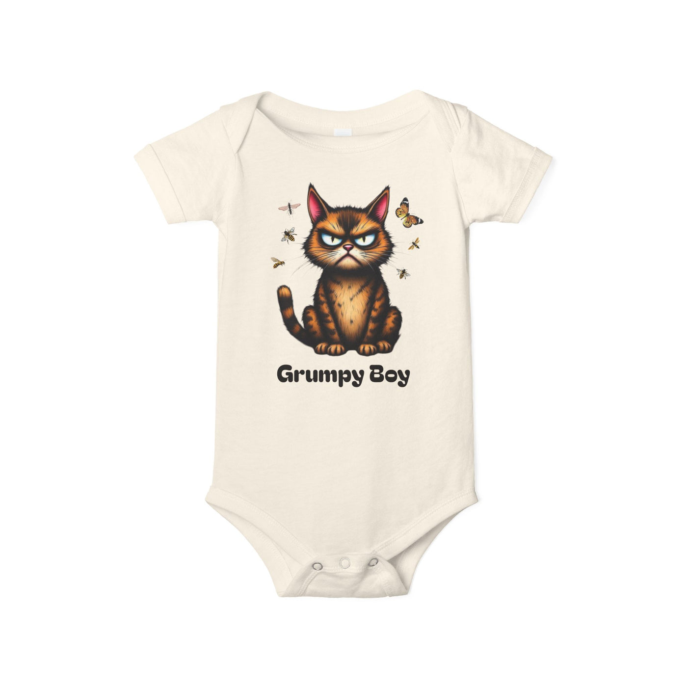 Ka-Ching Grumpy Boy Infant Onesie, Cute Baby Bodysuit.