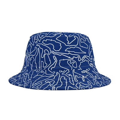 White Blue Track Camo bucket hat , Festival Fashion, Gift for Fashion Lovers, AOP Design