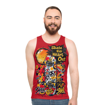 Skate Your Heart Out, Tank Vest, Red