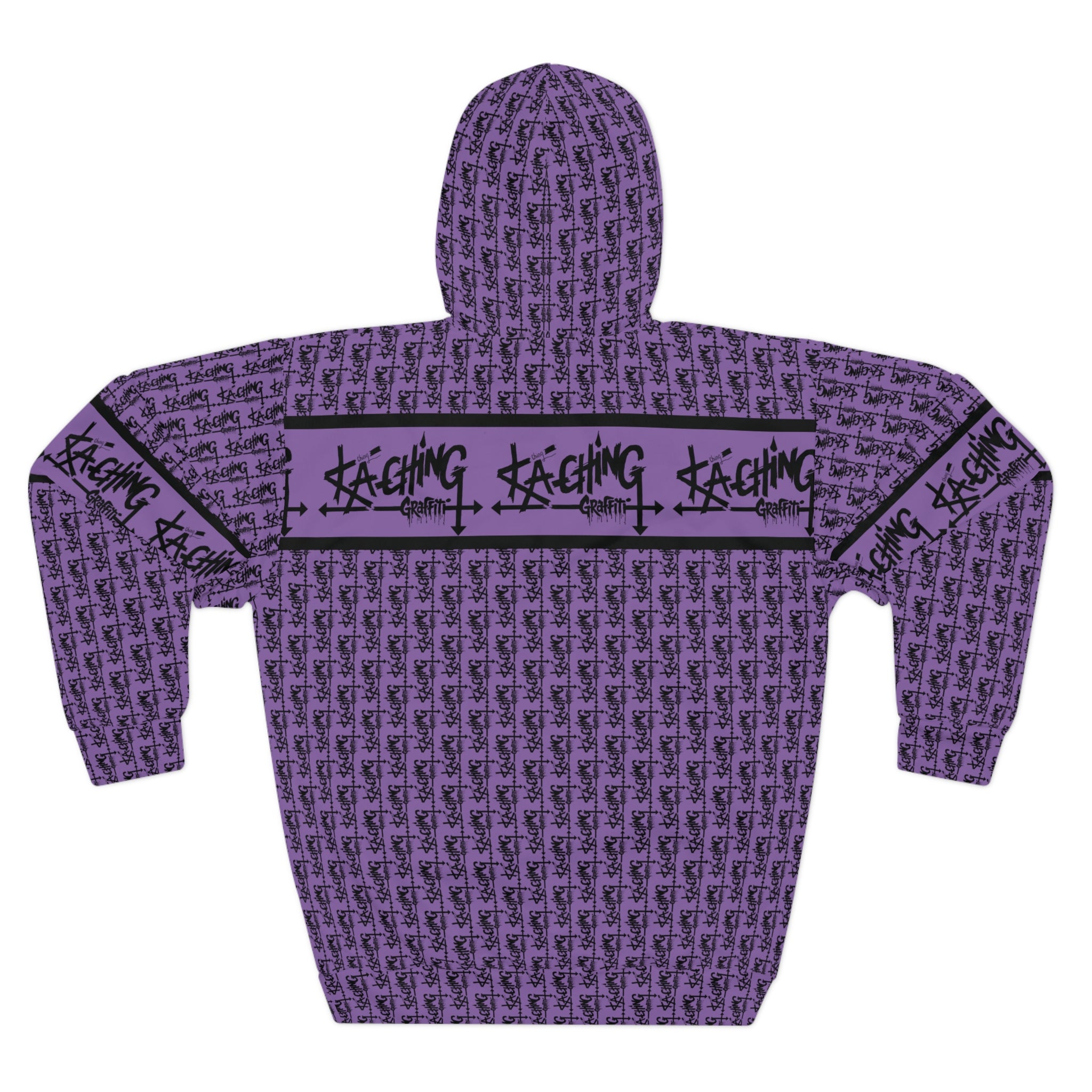 Ka-Ching Graffiti Purple Hoodie - Unisex Pullover, Streetwear Fashion, Casualwear, Unique Graphic Sweatshirt, Gift for Creative Souls