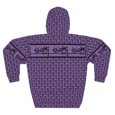 Ka-Ching Graffiti Purple Hoodie - Unisex Pullover, Streetwear Fashion, Casualwear, Unique Graphic Sweatshirt, Gift for Creative Souls