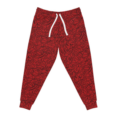 Black Dark red Track Camo unisex Joggers, Casual Lounge