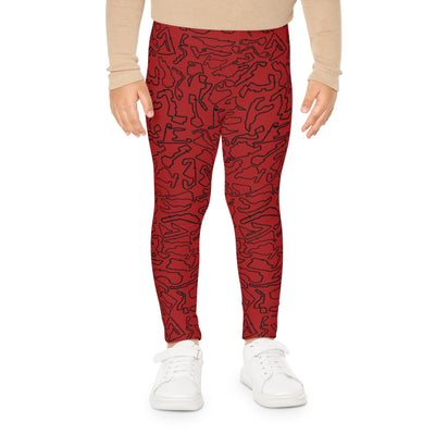 Black Dark red Track print Red kids Leggings, Activewear, Fashionable